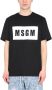 Msgm Logo-print T-shirt in zwart wit katoen Black Heren - Thumbnail 1