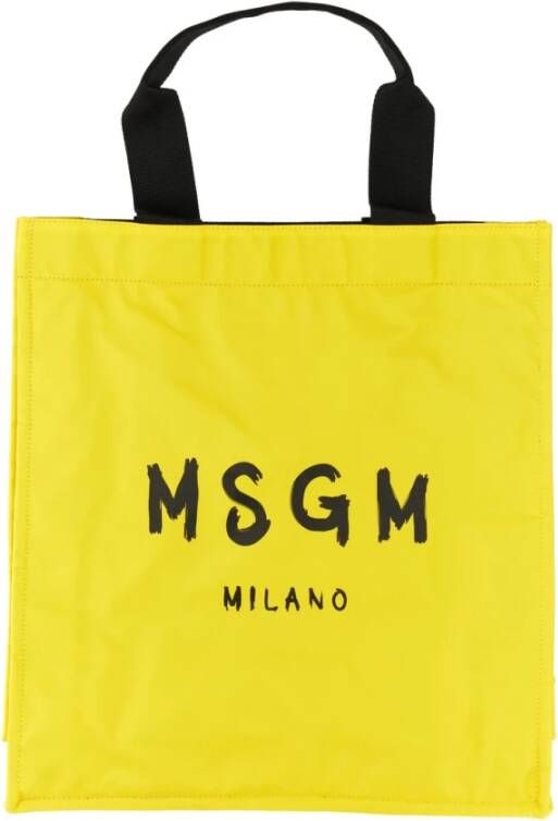 Msgm Tote BAG With Logo Geel Heren