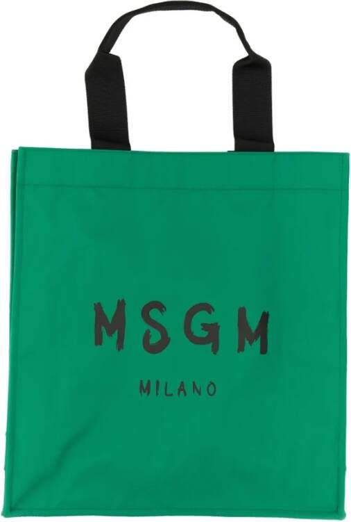 Msgm Tote BAG With Logo Groen Heren
