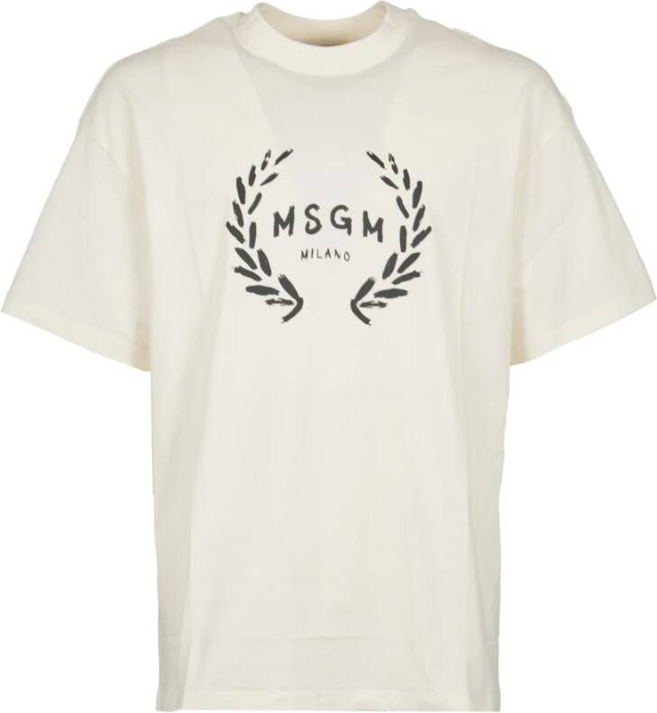 Msgm Witte College Print T-shirts en Polos White Heren