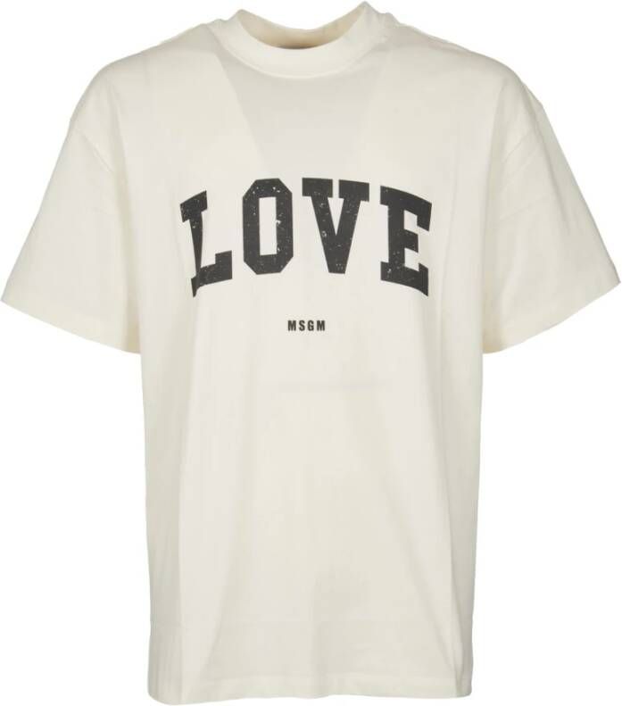 Msgm Witte Love Print T-shirts en Polos White Heren