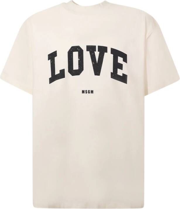 Msgm Witte T-shirt met Logo Print Wit Heren
