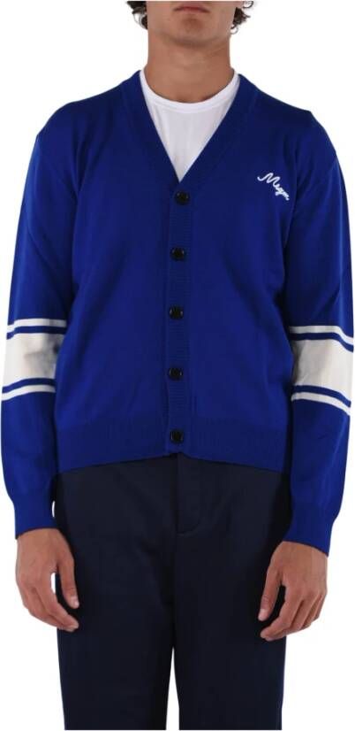 Msgm Wollen Cardigan met Geborduurd Logo Blauw Heren