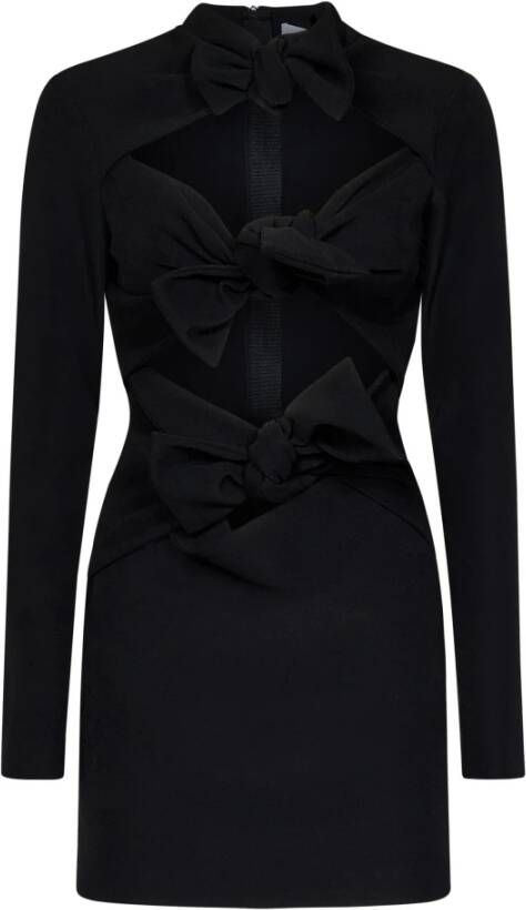 Msgm Zwarte jurk met lange mouwen en uitsnijdingen en strikdetails Zwart Dames