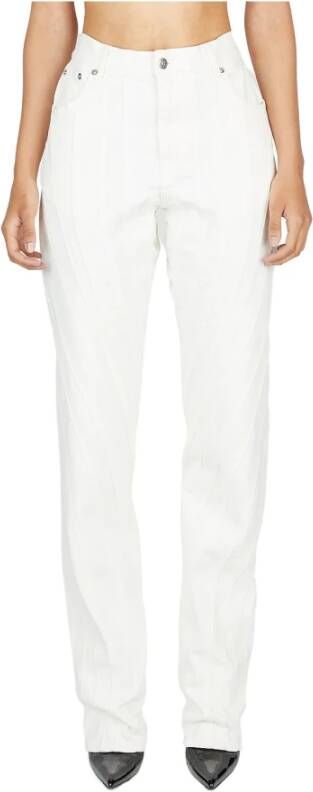 Mugler Hoge Taille Panel Jeans van Katoenmix White Dames