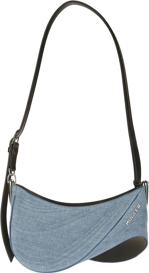 Mugler Hobo bags Shoulder Bag In Fabric And Leather in blauw