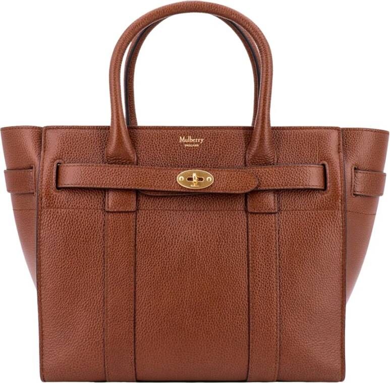 Mulberry Bruine Leren Handtas met Ritssluiting Bruin Dames