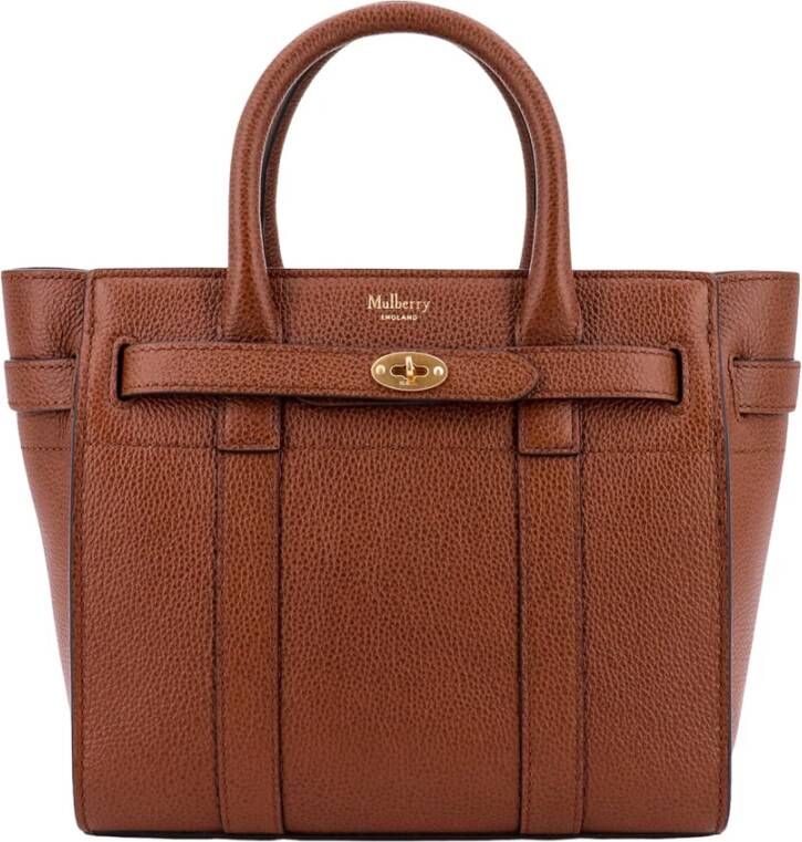 Mulberry Bruine Leren Handtas met Ritssluiting Bruin Dames