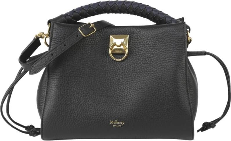 Mulberry Zwarte Kleine Iris Tas met Zware Korrel Handvat Black Dames