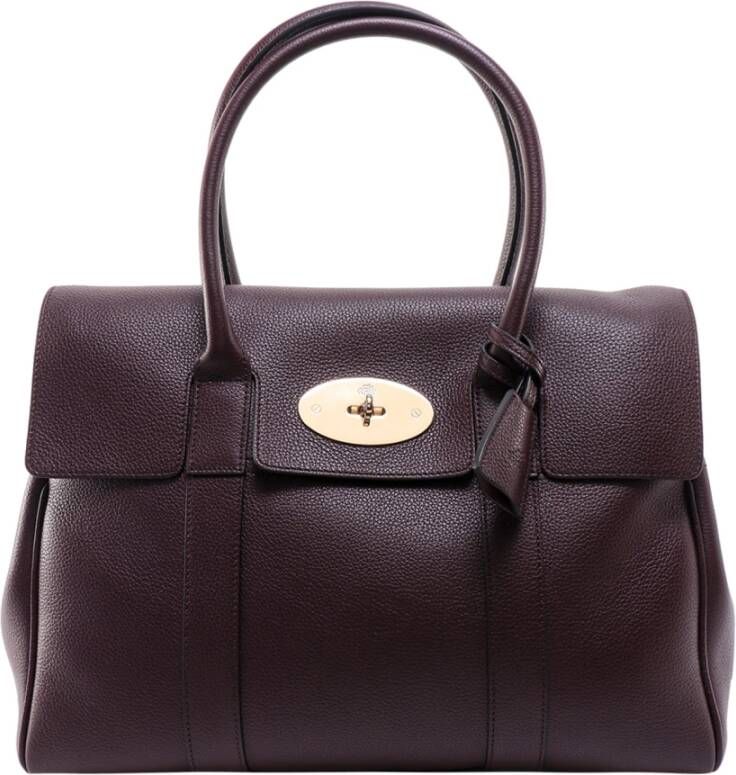 Mulberry Leren Handtas met Gegraveerd Logo Bruin Dames