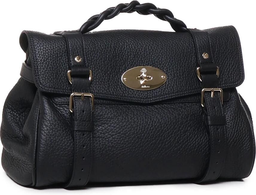 Mulberry Gevlochten Handvat Zwarte Leren Tas Black Dames - Foto 2