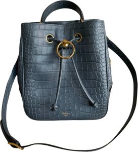 Mulberry Pre-owned Bucket Bag Croc Printed Blauw Dames