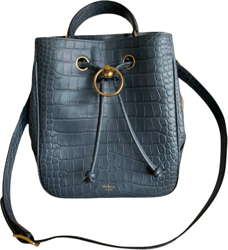Mulberry Pre-owned Bucket Bag Croc trykt Blauw Dames