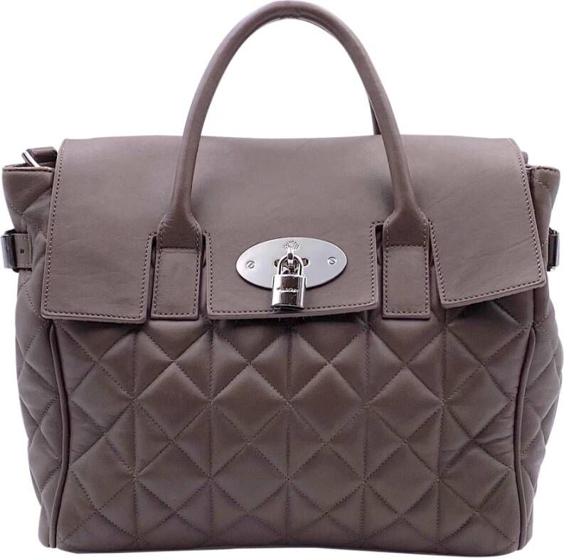 Mulberry Pre-owned Mulberry Cara Delevigne back pack shoulder bag in brown quilted leather Bruin Dames