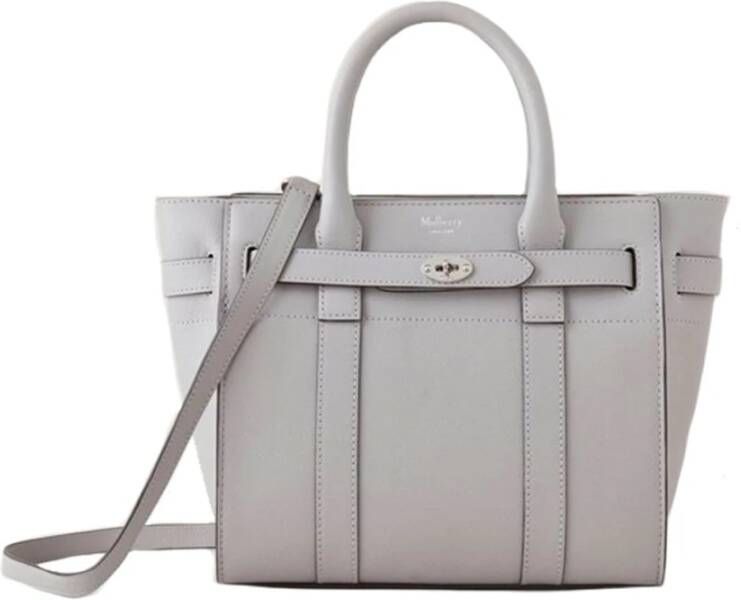 Mulberry Small Zipped Bayswater Pale Grey Grijs Dames