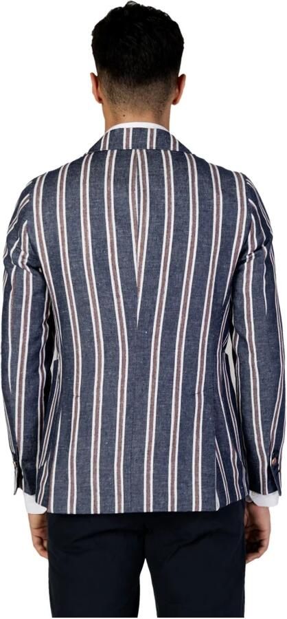 Mulish Blauwe Gestreepte Knoopsluiting Blazer Blue Heren - Foto 2