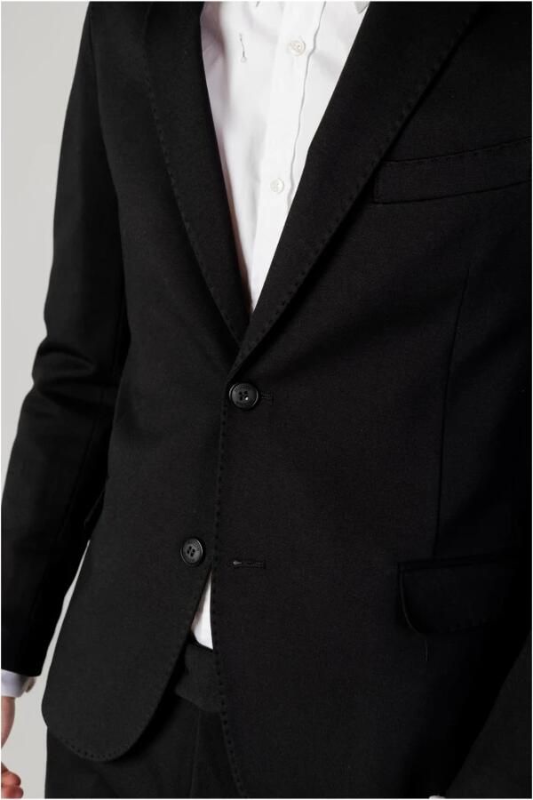 Mulish Zwart V-hals knoop pak Black Heren