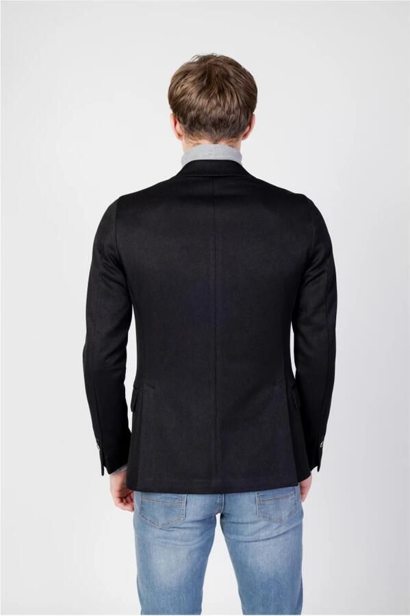 Mulish Zwarte Buttoned Lapel Collar Blazer Black Heren