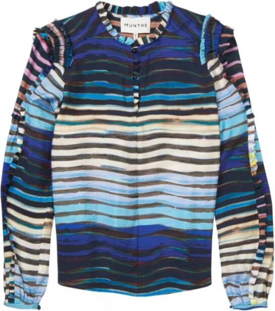 Munthe Gestreepte Dorset Blouse met Ruchedetails Multicolor Dames