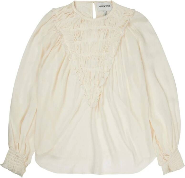 Munthe Korte dagjurk met gedrapeerde mouwen White Dames