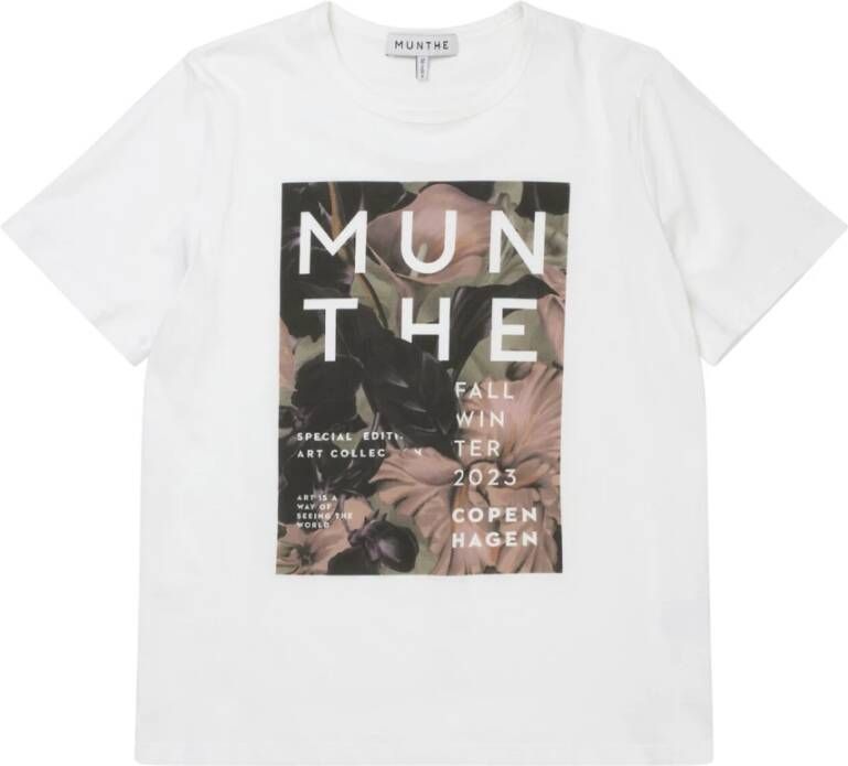 Munthe Grafisch Print T-Shirt Losvallend White Dames