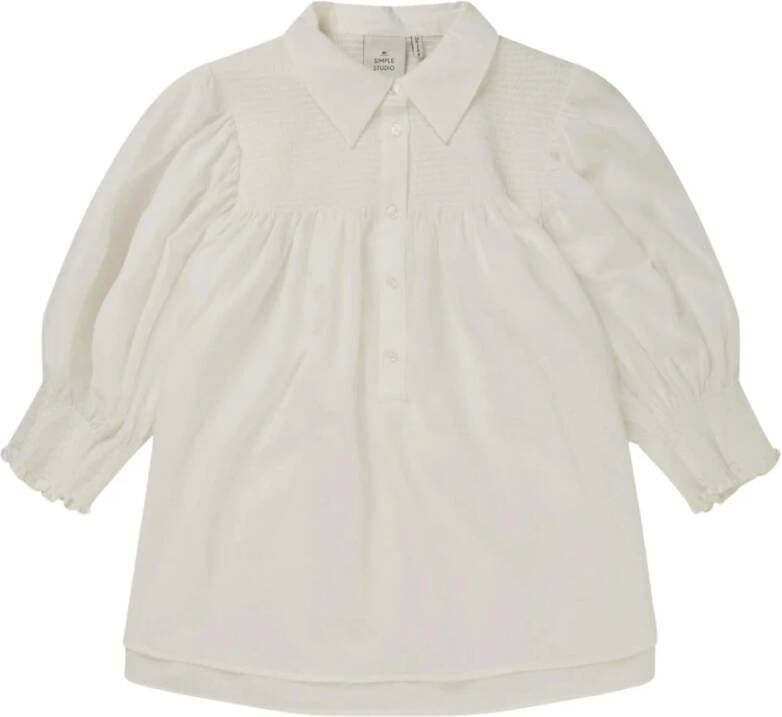 Munthe Vrouwelijke blouse met prachtige smokdetails in ivoor White Dames