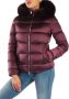 Museum Gewatteerde nylon jas met afneembare bontcapuchon Purple Dames - Thumbnail 1