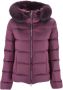 Museum Gewatteerde nylon jas met afneembare bontcapuchon Purple Dames - Thumbnail 5