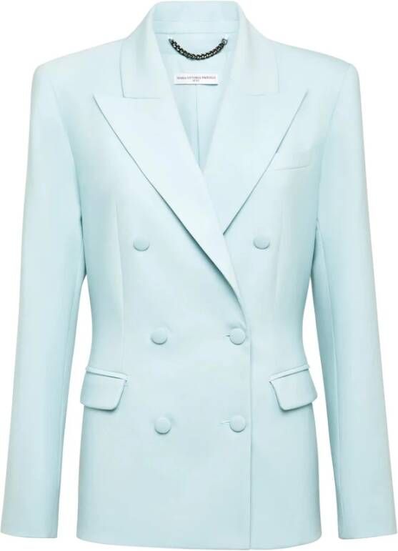 MVP wardrobe Dubbelrijige getailleerde jas met peak revers Blue Dames