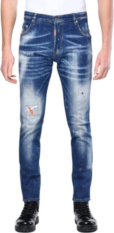 My Brand Blauw Gewassen Oranje Jeans Blauw Heren