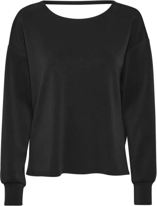 My Essential Wardrobe Zwarte Knoopblouse Sweatshirt Black Dames