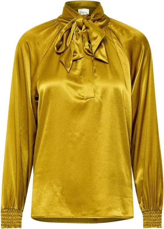 My Essential Wardrobe Elegante Estellemw Blouse in Ecru Olive Yellow Dames