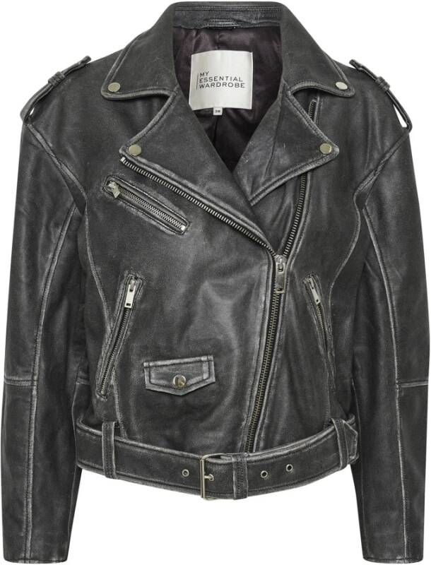 My Essential Wardrobe Regular fit leren jack met reverskraag model 'Gilo'
