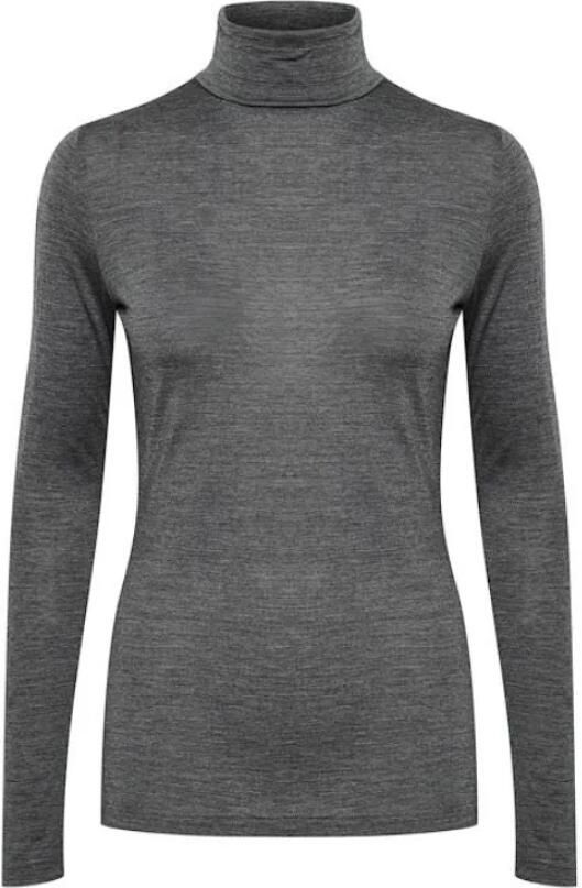 My Essential Wardrobe Shirt met col en lange mouwen van een mix met wol en lyocell