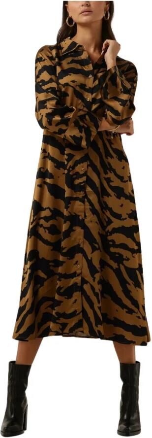 My Essential Wardrobe Elegante Lange Jurk Bruin Multicolor Dames - Foto 6