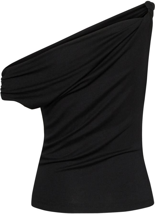 My Essential Wardrobe Elegante One-Shoulder Zwarte Top Blouse Black Dames - Foto 5