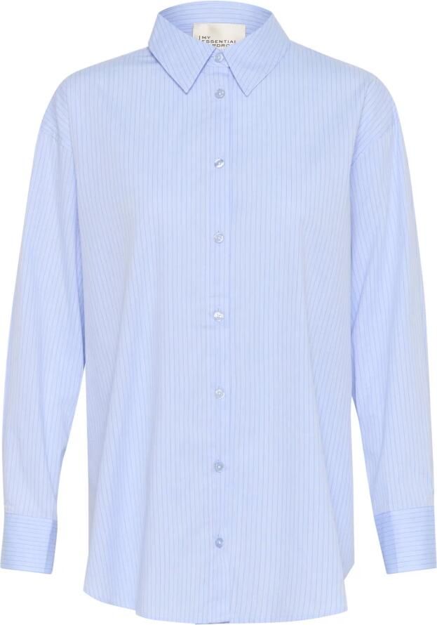 My Essential Wardrobe Gestreepte Blauwe Overhemdblouse Bellamw Stijl Blue Dames