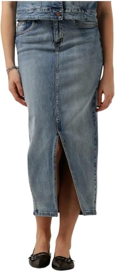 My Essential Wardrobe Denim Rok met Split Lichtblauwe Retro Wassing Blue Dames - Foto 3