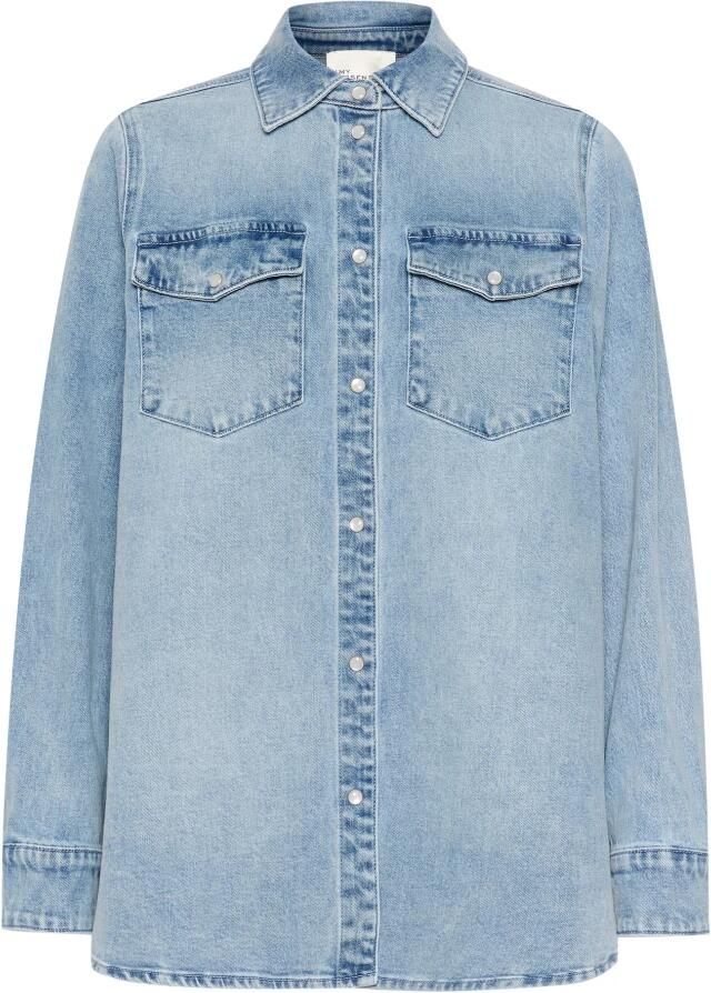 My Essential Wardrobe Lichtblauwe Retro Wash Denim Shirt Blue Dames