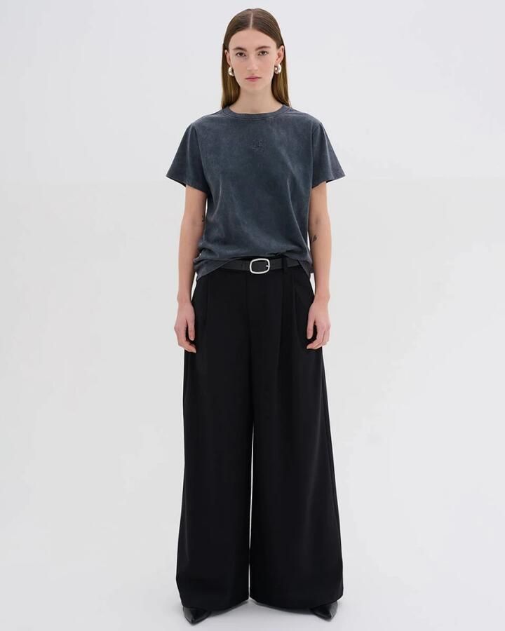 MY ESSENTIAL WARDROBE Dames Tops & T-shirts Seattlemw Logo Emb. Tee Donkergrijs - Foto 2