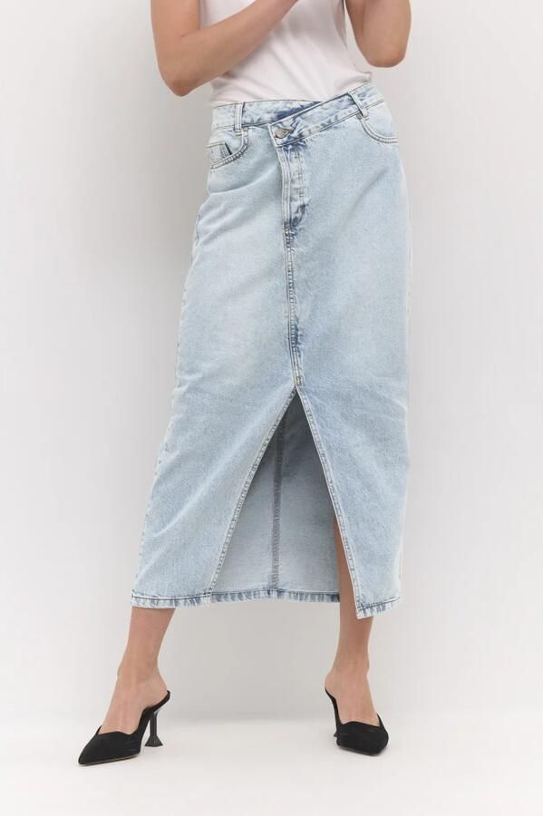 My Essential Wardrobe Blauwe Midirok Louis Wrap 123 Skirt - Foto 3