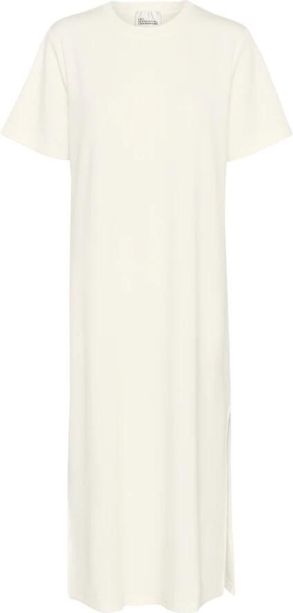 My Essential Wardrobe R-Neck Lange Jurk met Splitten White Dames