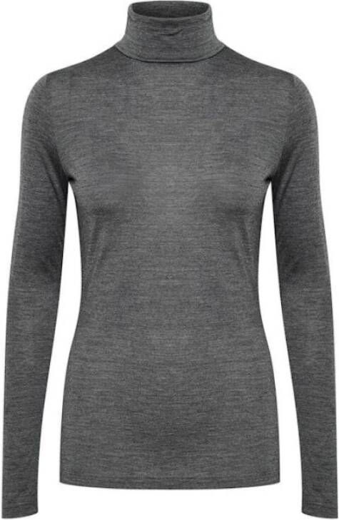 My Essential Wardrobe Shirt met col en lange mouwen van een mix met wol en lyocell