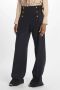 N21 Blauwe Wollen Broek met Gouden Knopen Blauw Dames - Thumbnail 1