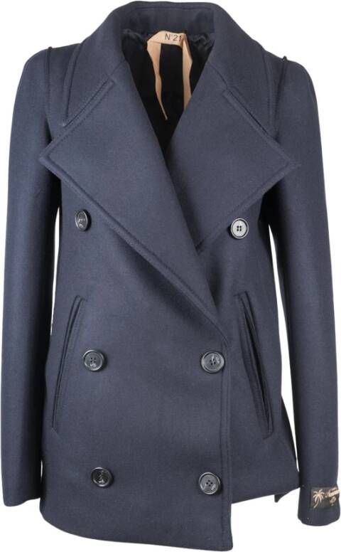 N21 Double-Breasted Coats Blauw Dames