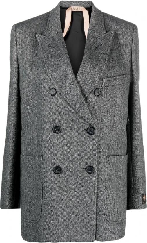 N21 Double-Breasted Coats Grijs Dames