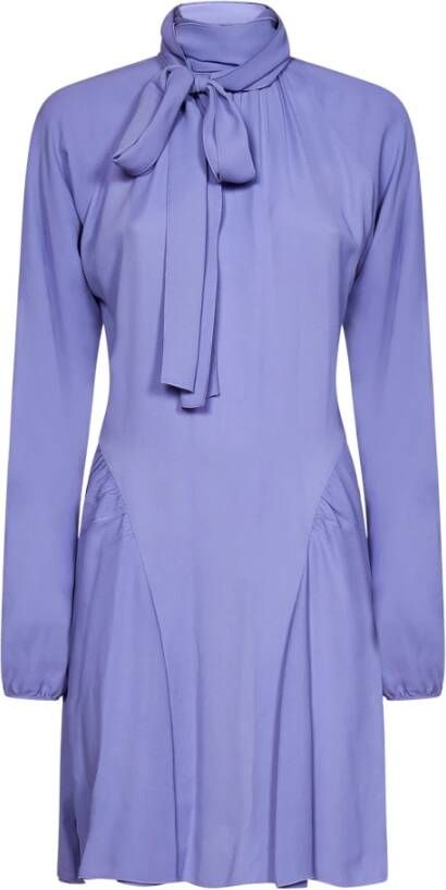 N21 Lila Jurk met Hoge Kraag en Lavallière Purple Dames