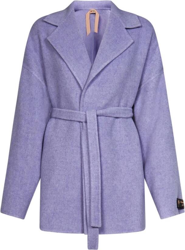 N21 Lila Wollen Jas met Wrap Design Purple Dames