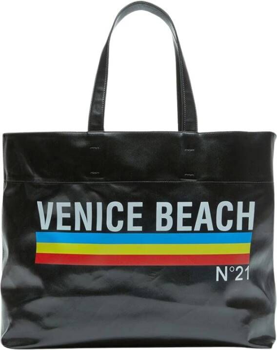 N21 Maxi Shopper met Venice Beach Print Zwart Dames