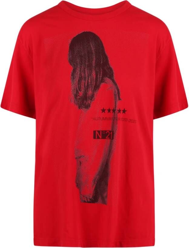 N21 N.21 Grafische print katoen T-shirt Rood Dames